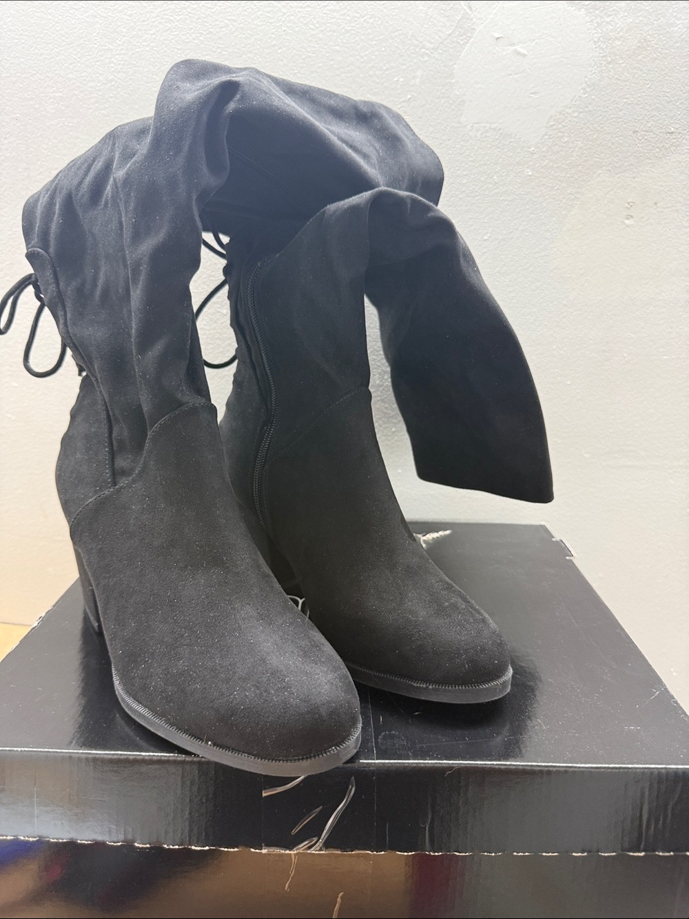 Journee Black Suede Over-the-Knee Women's Boots Size 8M
